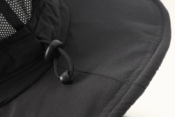 #black UPF50 Bucket Hat of drawstring detail