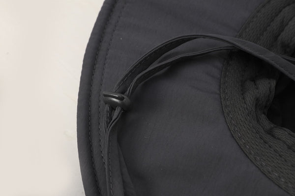 #black UPF50 Bucket Hat of windproof rope detail