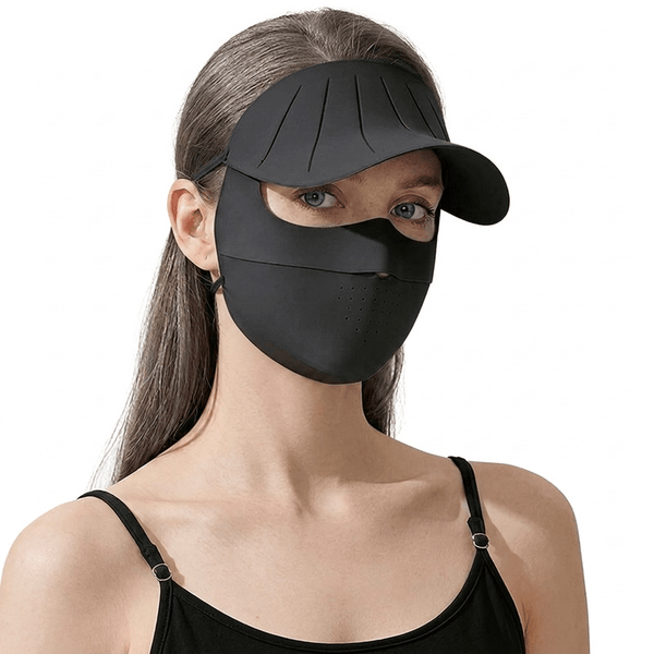 #black UV Wide Brim Face Mask UPF50