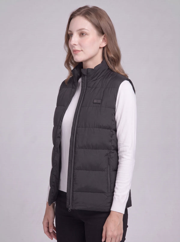 #black Women's Heated Puffer Gilet side view