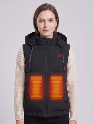 #black Women's Hooded Heated Puffer Vest