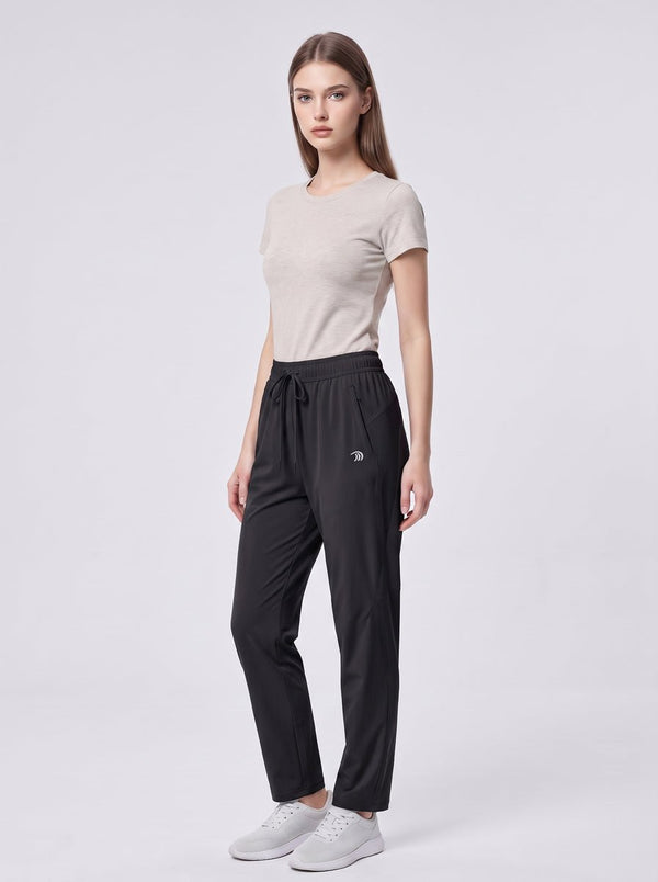 #black Womens Quick Dry Straight Leg Pants