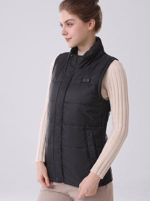 #black Women's Stand Collar Heated Gilet side