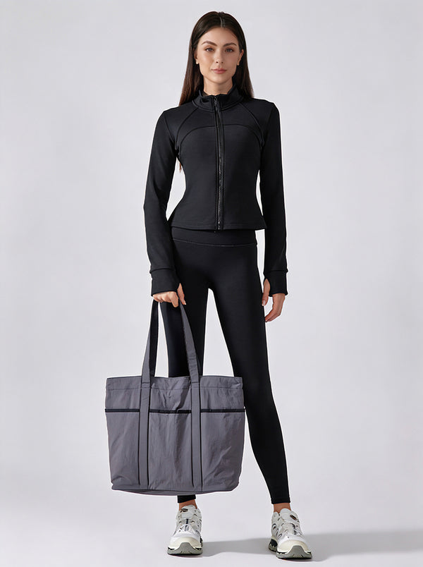 #black cropped sports windbreaker jacket