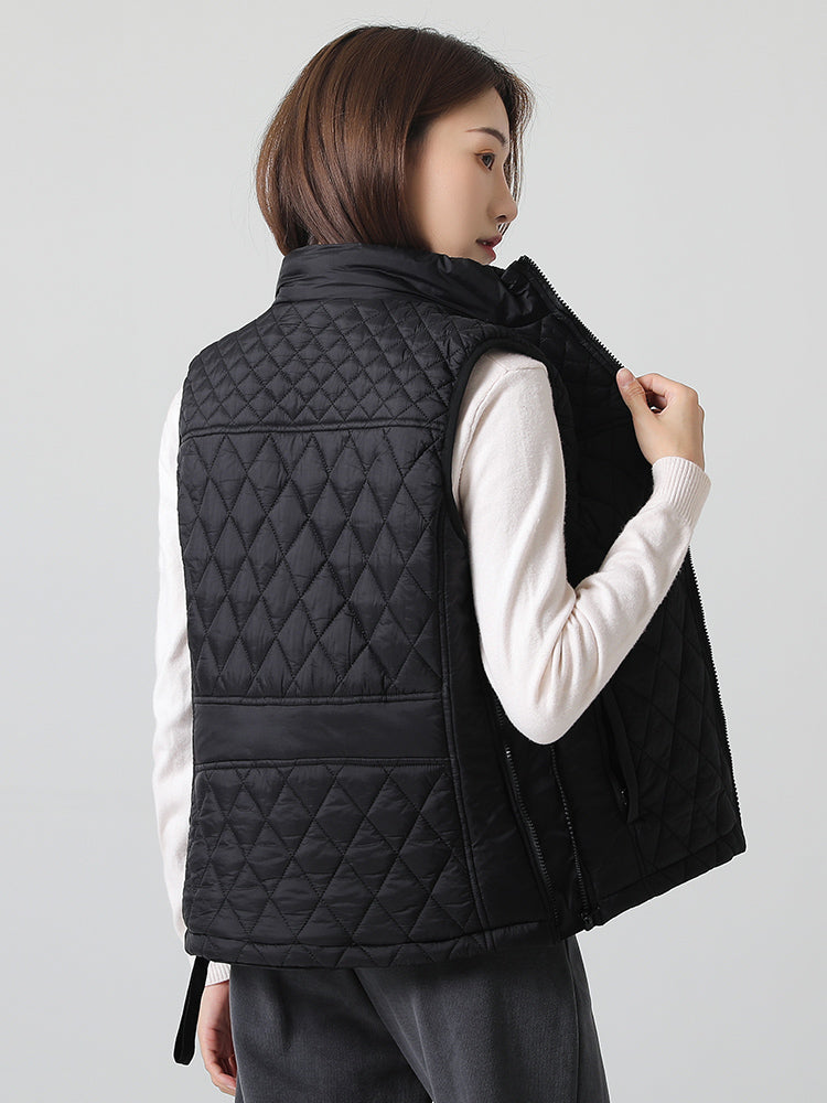black diamond quilted vest zip up back