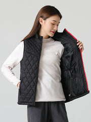 black diamond quilted vest zip up open
