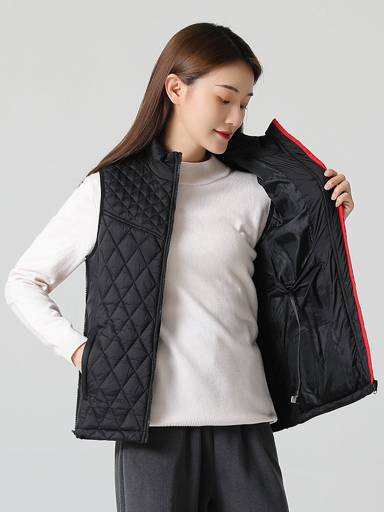 black diamond quilted vest zip up open