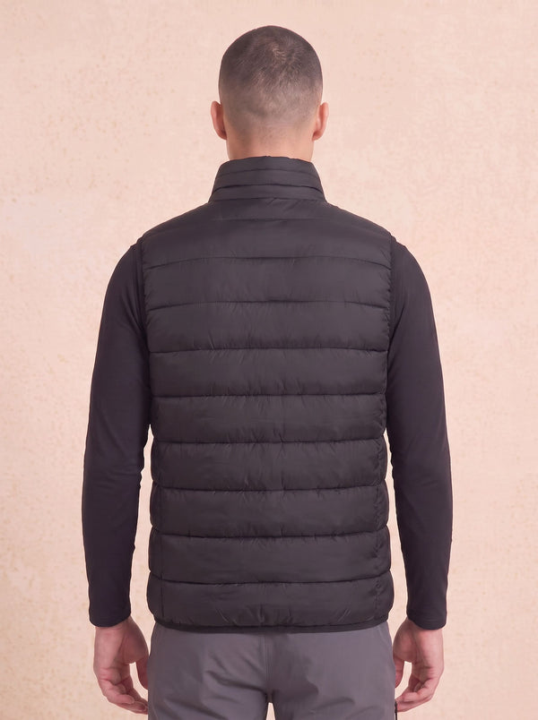 Men's Black Heated Puffer Vest from the back