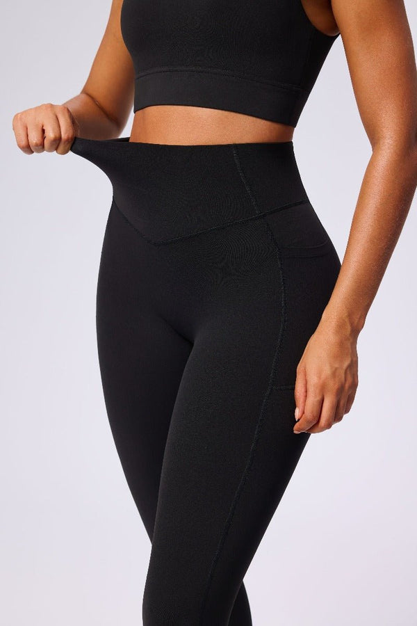 #black high rise leggings with stretch