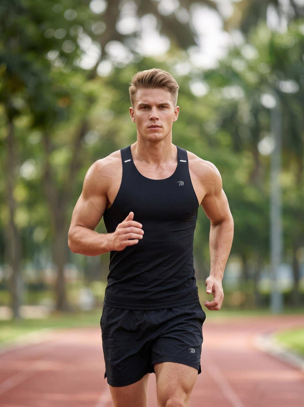 #black men's quick dry sleeveless tank top