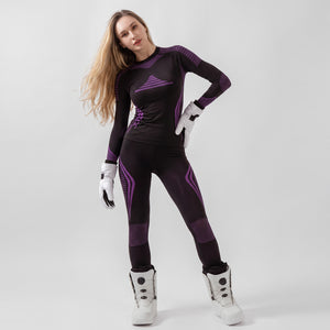 #blackpurple Womens Ski Underwear Set