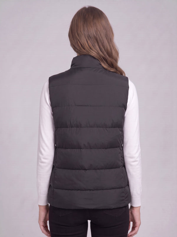 #black rear of Women's Heated Puffer Gilet