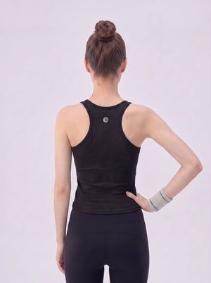 #black rear of Women’s U‑Neck Workout Tank Top