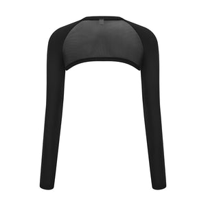 #black upf50 ice silk golf mesh shrug of back view