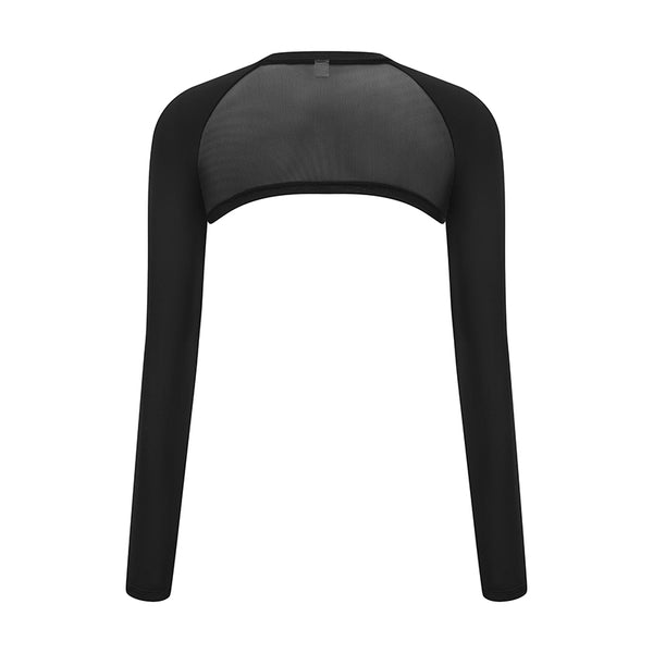 #black upf50 ice silk golf mesh shrug of back view