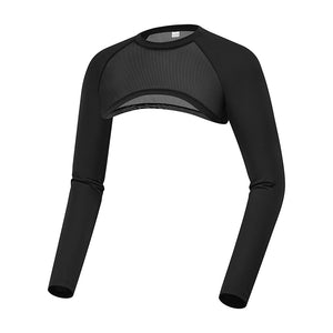#black upf50 ice silk golf mesh shrug of side view