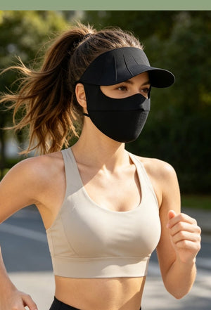 #black womens runnning UV Wide Brim Face Mask