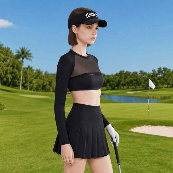 black womens upf50 ice silk golf mesh shrug