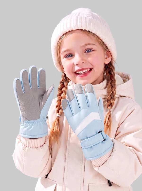 #blue Children Thermal Insulated Ski Gloves