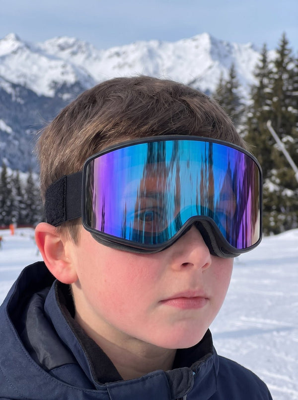 #blue Children snow goggles anti-fog UV protection