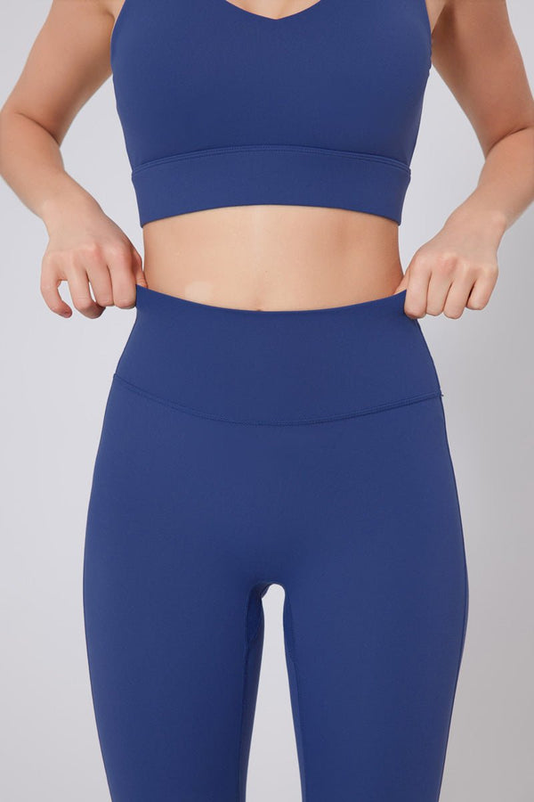 #blue High Support Workout Leggings and vest