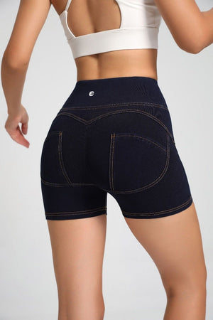 #darkblue High Waist Butt Lift Denim Shorts