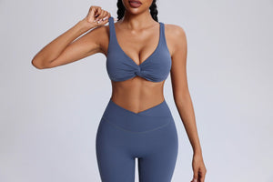 #blue Twist Front Sports Bra 