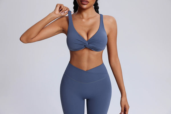 #blue Twist Front Sports Bra 