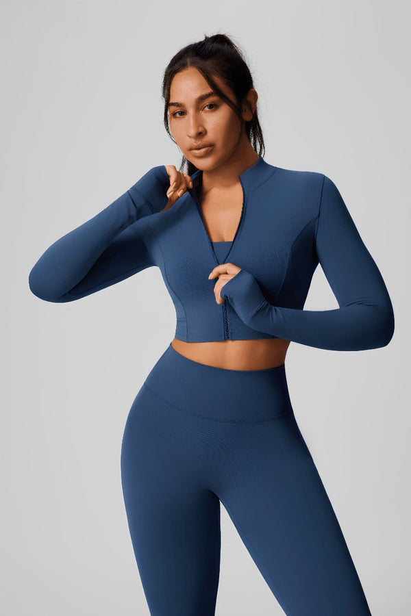 #navyblue UPF50+ Zip-up Yoga Jacket crop