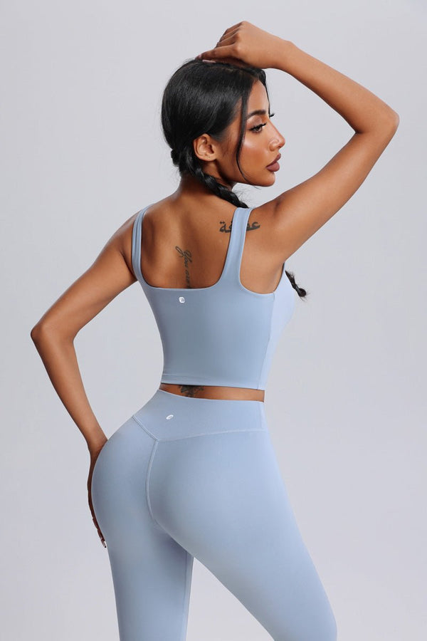 women's #blue Wide Strap High-Support Yoga Bra and leggings by Anniou