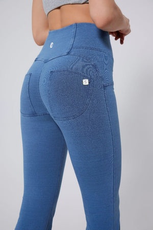 #blue butt lift High Waist Straight Flare Jeans for women by Anniou