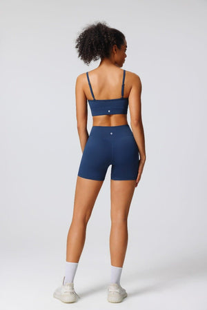 Women's #navy blue high waist yoga Shorts and sports bras with bum lift