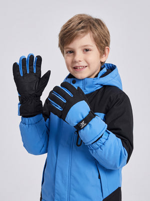 #blue kids Waterproof Ski Gloves