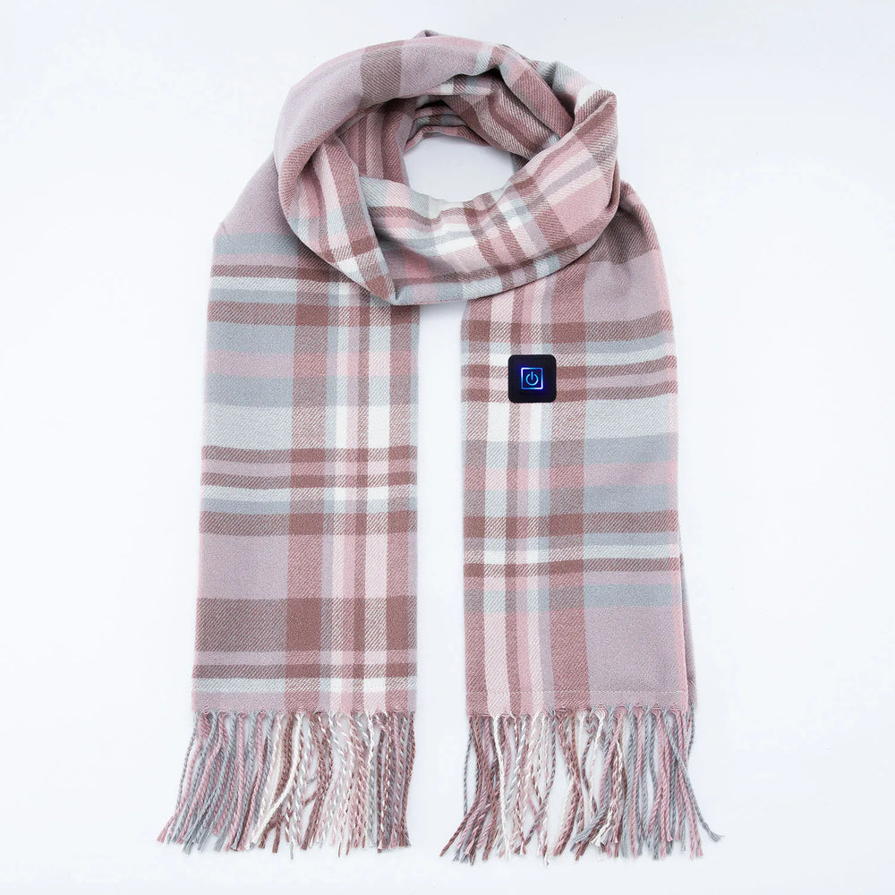 blue plaid  Long Heated Scarve with Fringes