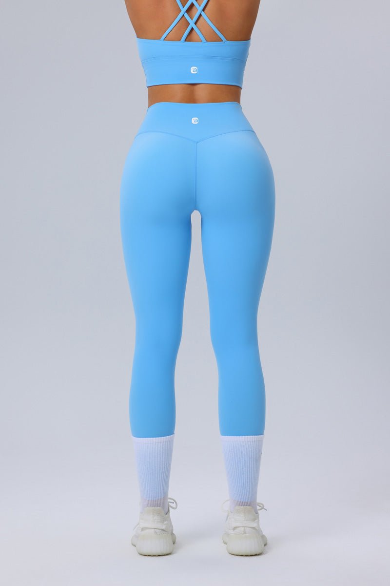 blue sculpting yoga butt lift Leggings with vest by Anniou