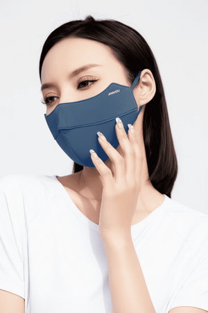 gray blue uv silk face mask upf 50+