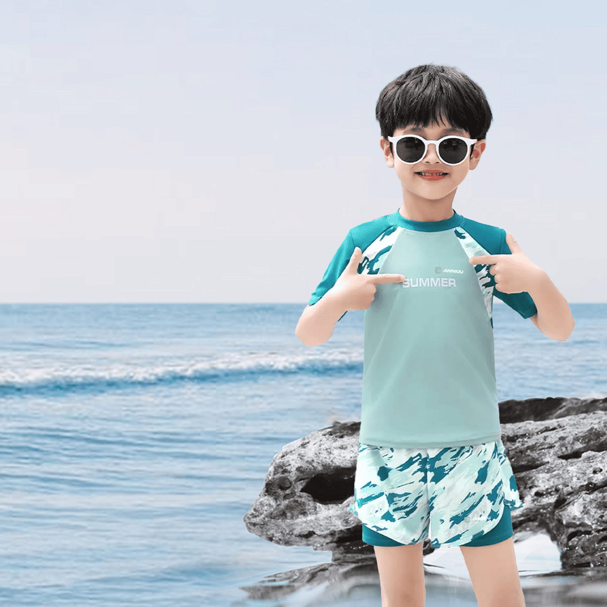 Boys UPF 50+ Camo Swimwear Set - Sun Protection Clothing