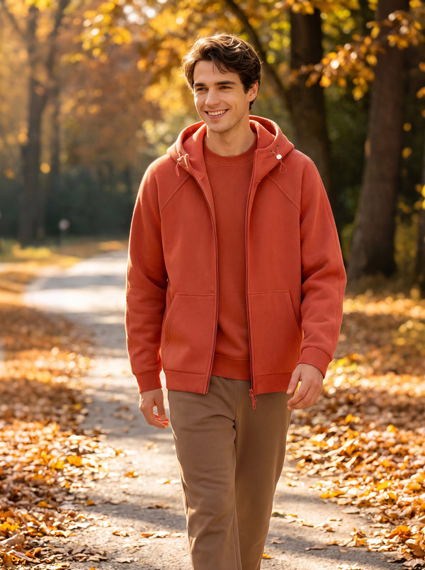 #brickred Mens Fleece Zip Up Hoodie