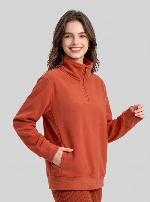 #brickred Women's Fleece Pullover Sweatshirt