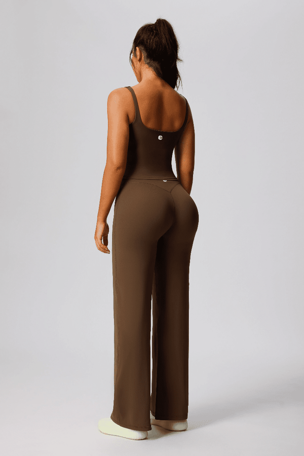 #brown sports vest and High-Waist Yoga Pants butt lifting by Anniou