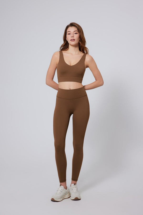 #brown High Support Workout Leggings and vest