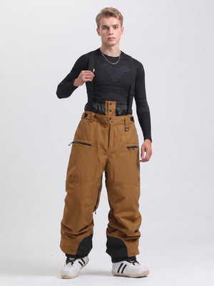 #brown Men's Waterproof Snowboard Bib Pants