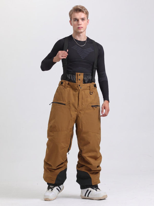 #brown Men's Waterproof Snowboard Bib Pants