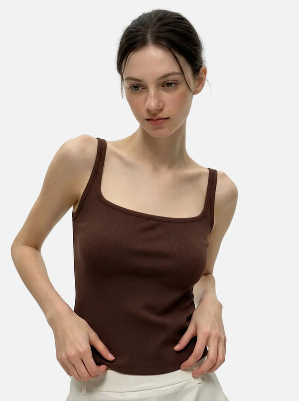 #brown Mulberry Silk Padded Camisole
