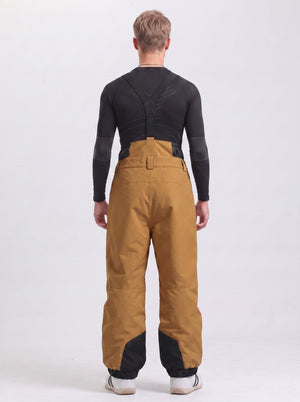 #brown Rear of Men's Waterproof Snowboard Bib Pants