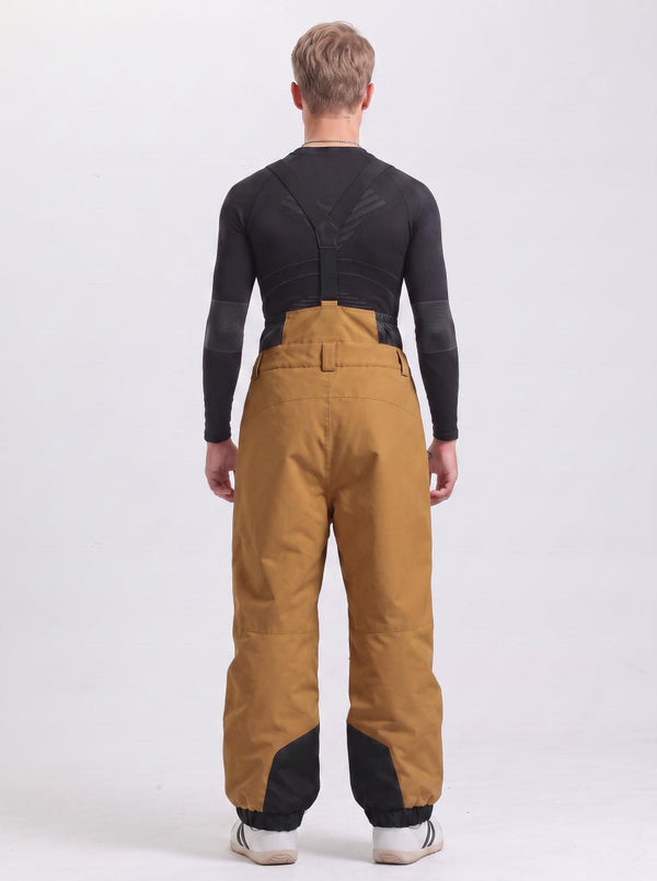 #brown Rear of Men's Waterproof Snowboard Bib Pants