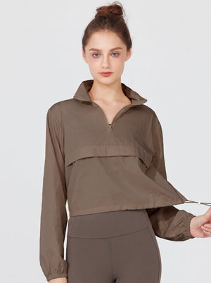 #brown Windproof Track Pullover