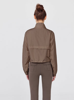 #brown Windproof Track Pullover of back view