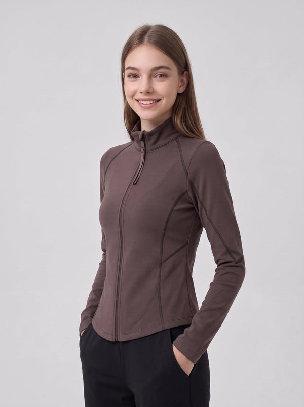 #brown Women athletic layering top
