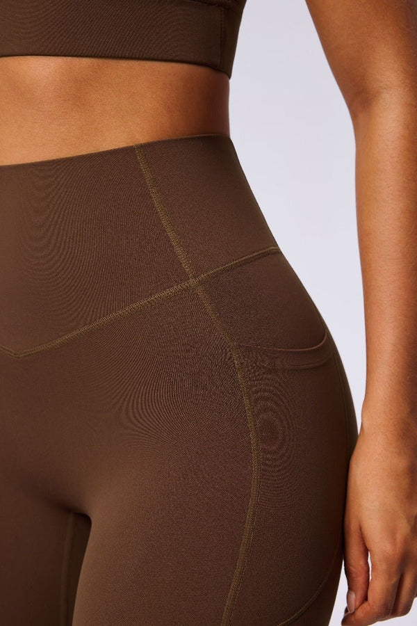 #brown high rise legging pocket